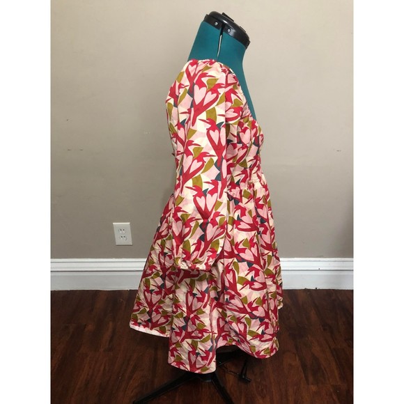 Slate + Willow Love Bird Mini Dress, Pink Puff Sleeve Square Neck Dress, sz 10 - Picture 5 of 8